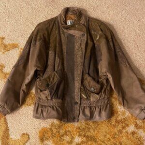 Lanique Vintage Leather Jacket Art-To-Wear. Sz S. Embossed, $250. DB